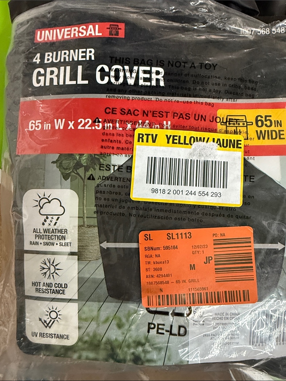 Universal Grill Cover in Black with Yellow Accent